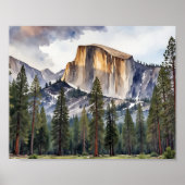 Half Dome Yosemite National Park Watercolor ポスター (正面)
