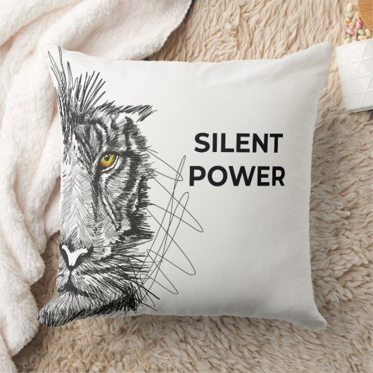 Half Face Lion Sketch Black Decorative クッション (ブランケット)