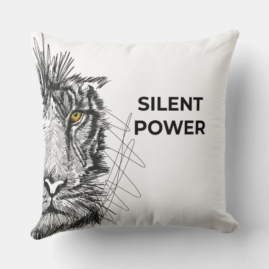 Half Face Lion Sketch Black Decorative クッション (裏面)