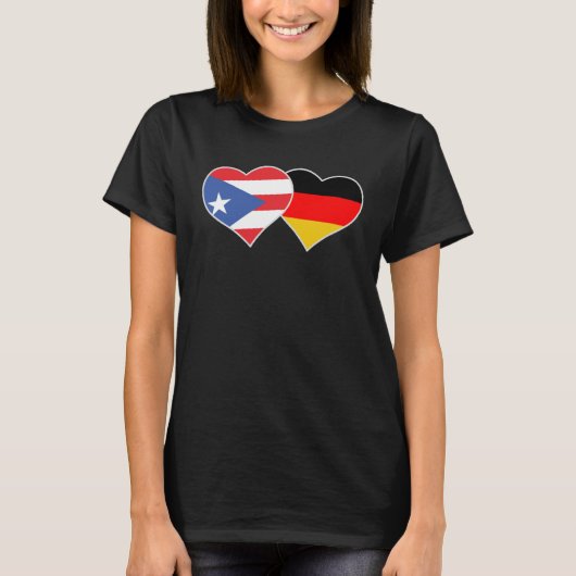 Half German Half Puerto Rican Flag Heart Puerto Ri Tシャツ (正面)