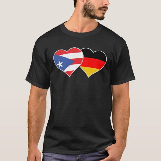 Half German Half Puerto Rican Flag Heart Puerto Ri Tシャツ (正面)