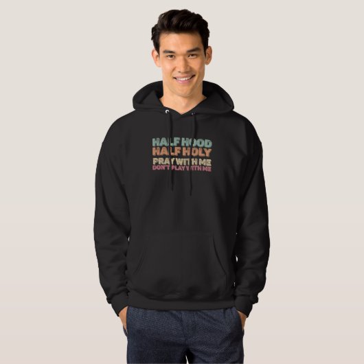 Half Hood Half Holy Groovy Retro Christian For Men パーカ (正面フル)