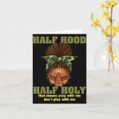 Half Hood Half Holy Pray Christian African Afro Bl カード (黄色い花)
