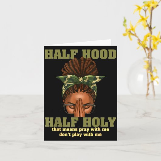Half Hood Half Holy Pray Christian African Afro Bl カード (黄色い花)