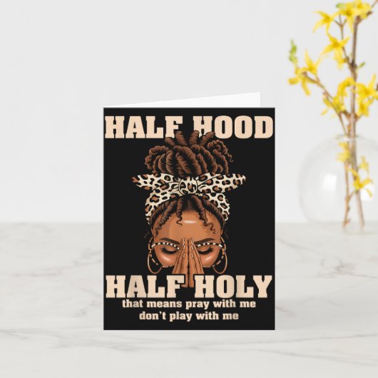 Half Hood Half Holy Pray Christian African Afro Bl カード (黄色い花)