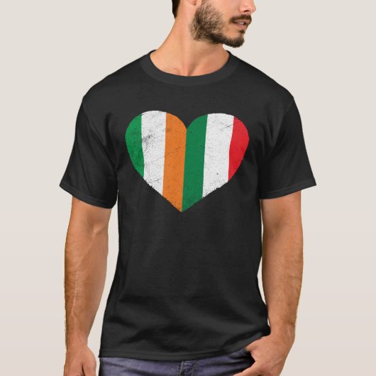 Half Irish Half Italian Heart Ireland Italy Irish  Tシャツ (正面)