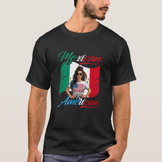 Half Mexican Half American Usa Flag Mexico America Tシャツ (正面)