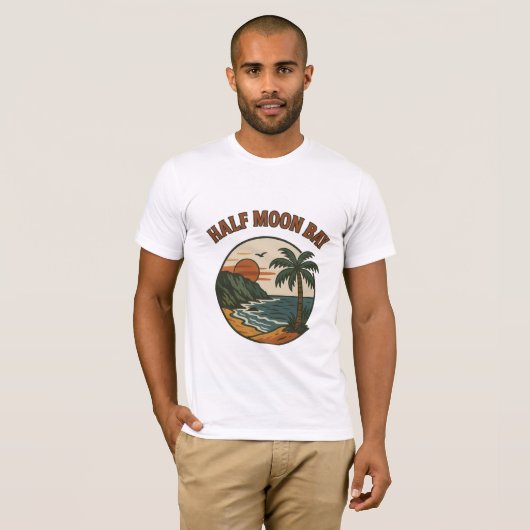 Half Moon Bay California – Coastside Vibes Tシャツ (正面フル)