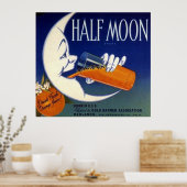 Half Moon Brand Oranges Crate Label ポスター (キッチン)