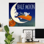 Half Moon Brand Oranges Crate Label ポスター (ホームオフィス)