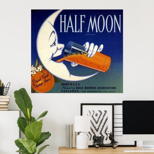 Half Moon Brand Oranges Crate Label ポスター (ホームオフィス)