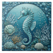 Half Moon Coastal Coral Reef Marine Life Seahorse  タイル (正面)