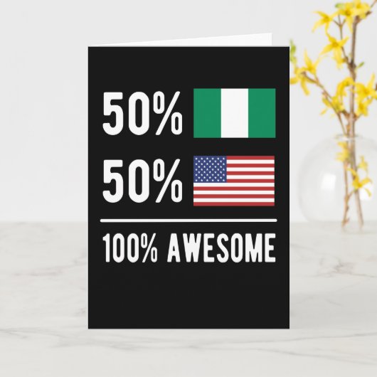 Half Nigerian Half American Flag Nigeria USA カード (黄色い花)