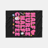Half Nurse Half Coffee Nurse  フリースブランケット (正面(横))