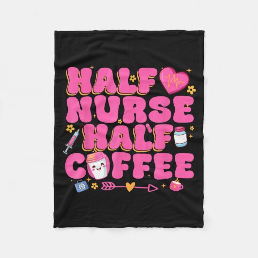 Half Nurse Half Coffee Nurse  フリースブランケット (正面)