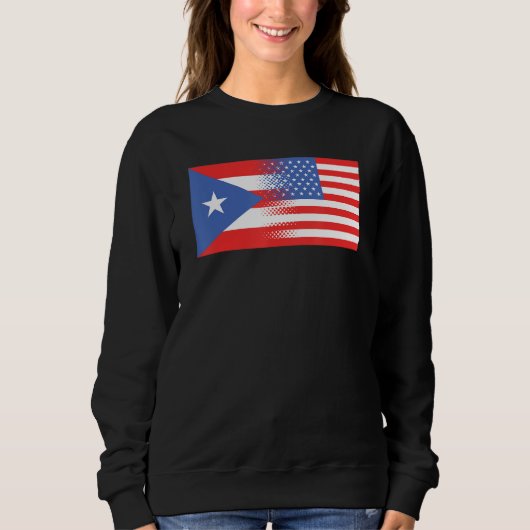 Half Puerto Rican Half American Flag Puerto Rico U スウェットシャツ (正面)