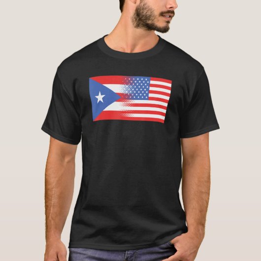 Half Puerto Rican Half American Flag Puerto Rico U Tシャツ (正面)