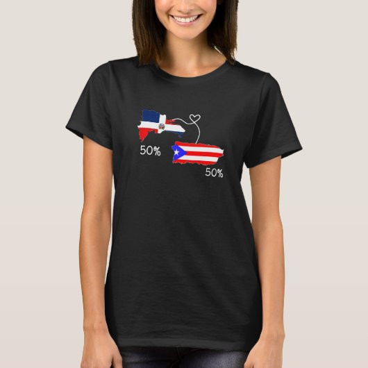 Half Puerto Rican Half Dominican Flag Map Combined Tシャツ (正面)