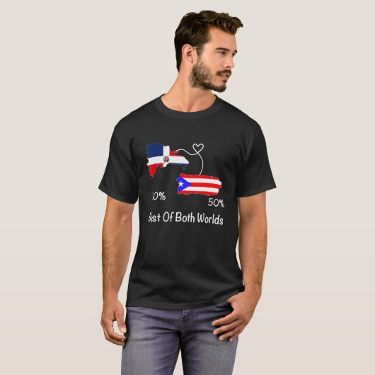 Half Puerto Rican Half Dominican Flag Map Combined Tシャツ (正面フル)