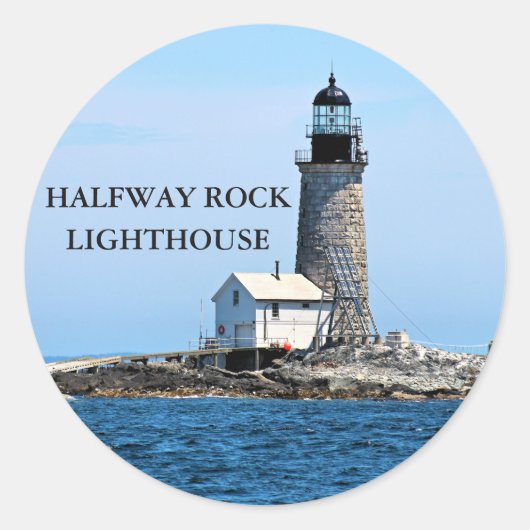 Half Rock Light house, Maine Round Stickers ラウンドシール (正面)