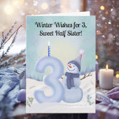 Half Sister 3rd Birthday Snowman Snowy Three カード