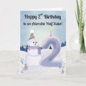 Half Sister Happy 2nd Birthday Snowman Building カード (正面)