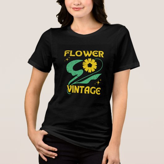 Half Sleeves T shirt with Flower Vintage Design トライブレンドＴシャツ (正面)