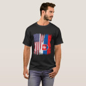 Half Slovak Slovakian Flag- Slovakia Usa Tシャツ (正面フル)