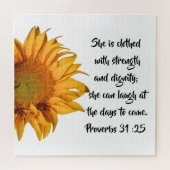 Half Sunflower Proverbs 31:25聖書の聖句カスタム ジグソーパズル (横)