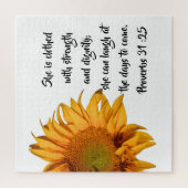 Half Sunflower Proverbs 31:25聖書の聖句カスタム ジグソーパズル (縦)