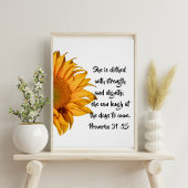 Half Sunflower Proverbs 31:25聖書の聖句カスタム ポスター