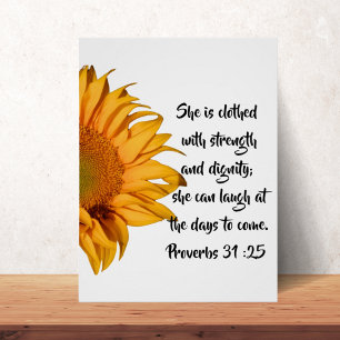 Half Sunflower Proverbs 31:25聖書の聖句カスタム ポスター
