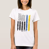 Half Ukrainian Half American Flag Ukraine USA Tシャツ (正面)