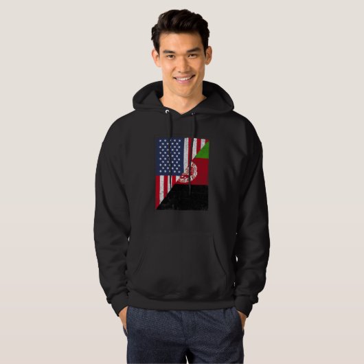 Half USA Flag Half Afghanistan Flag American Afgha パーカ (正面フル)