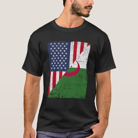 Half USA Flag Half Albania Flag American Albanian  Tシャツ (正面)