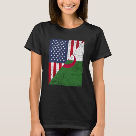 Half USA Flag Half Albania Flag American Albanian  Tシャツ (正面)
