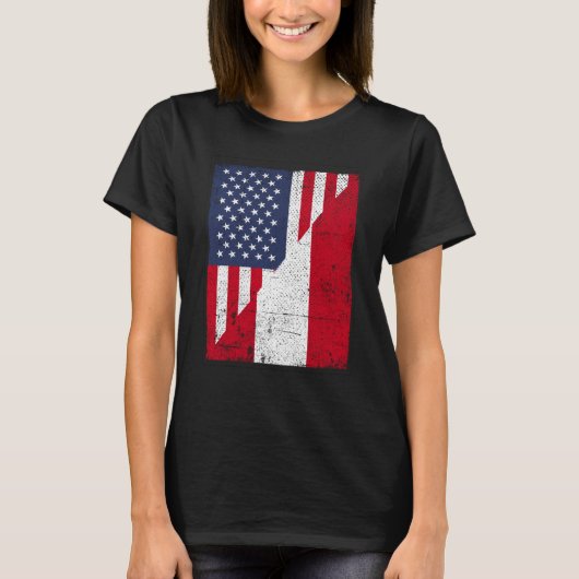 Half USA Flag Half Austria Flag American Austrian Tシャツ (正面)