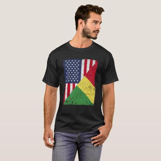 Half USA Flag Half Congo Flag American Congolese Tシャツ (正面フル)