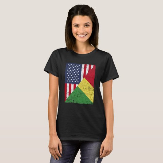 Half USA Flag Half Congo Flag American Congolese Tシャツ (正面フル)