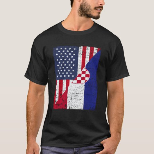 Half USA Flag Half Croatia Flag American Croatian Tシャツ (正面)