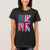 Half USA Flag Half Great Britain Flag American Bri Tシャツ (正面)