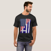 Half USA Flag Half Greece Flag American Greek Tシャツ (正面フル)