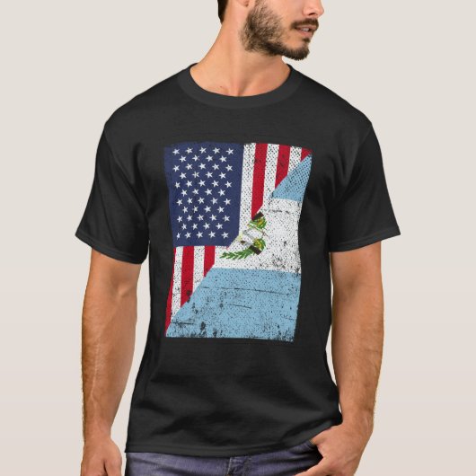 Half USA Flag Half Guatemala Flag American Guatema Tシャツ (正面)