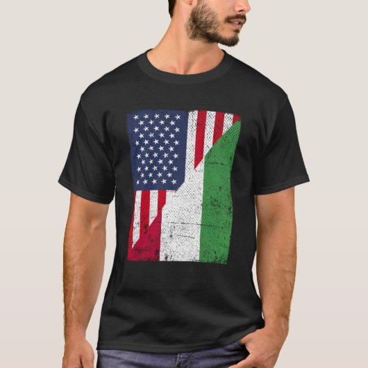 Half USA Flag Half Hungary Flag American Hungarian Tシャツ (正面)