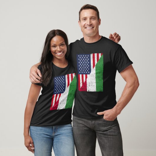 Half USA Flag Half Hungary Flag American Hungarian Tシャツ (ユニセックス)