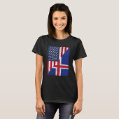 Half USA Flag Half Iceland Flag American Icelandic Tシャツ (正面フル)