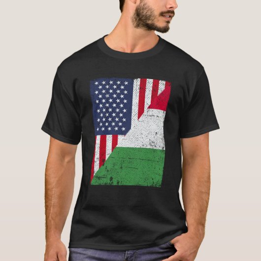 Half USA Flag Half Italy Flag American Italian Tシャツ (正面)