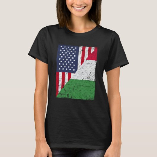 Half USA Flag Half Italy Flag American Italian Tシャツ (正面)