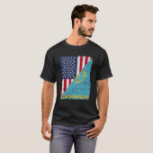 Half USA Flag Half Kazakhstan Flag American Kasach Tシャツ (正面フル)