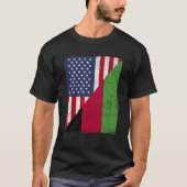 Half USA Flag Half Malawi Flag American Malawian Tシャツ (正面)